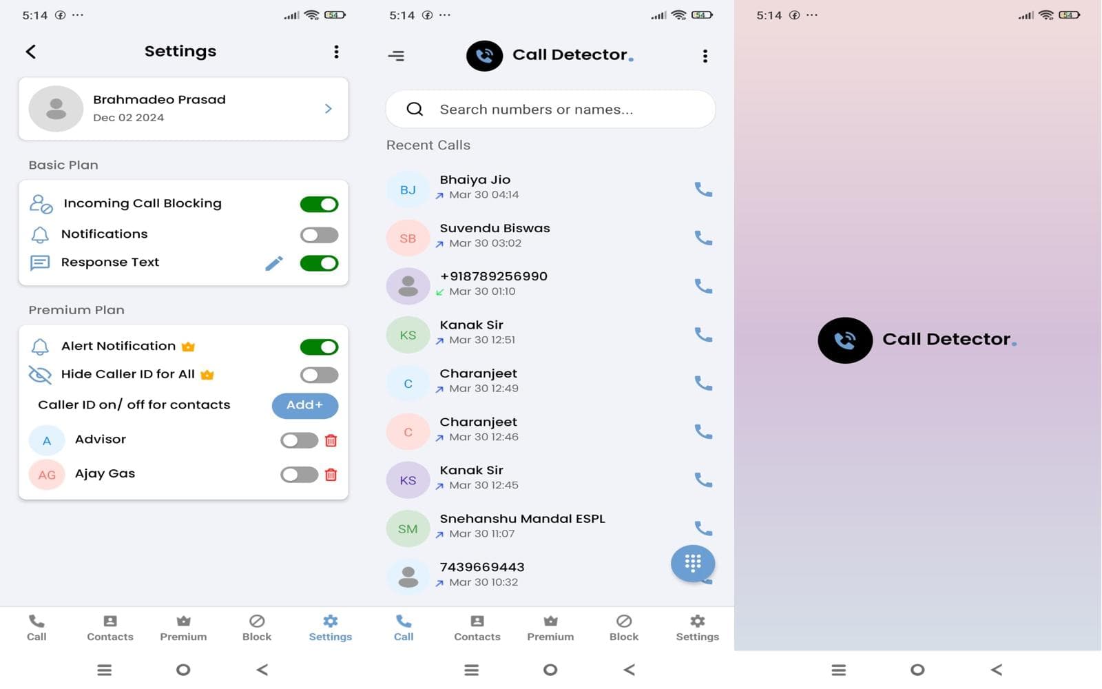 Call Detector Caller Detection Screen